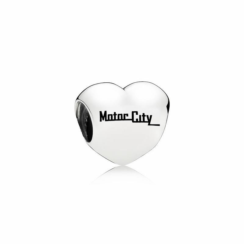 Pandora Detroit Motor City Heart Charm - Sterling Silver/Enamel/Black - Canada | MW2316TA